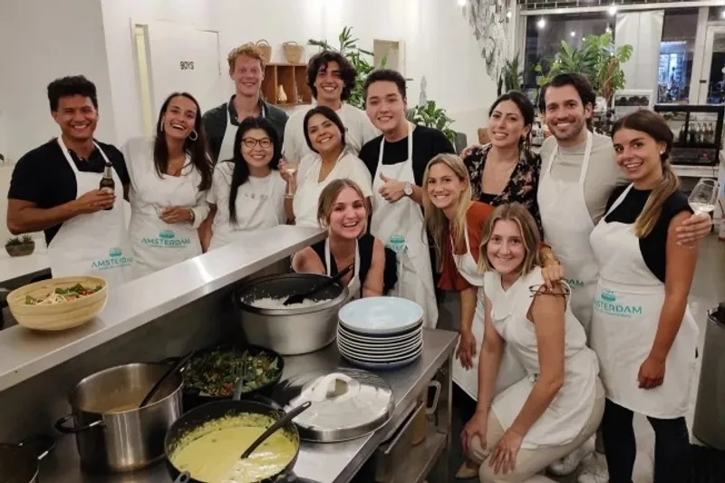 Asian cooking class Amsterdam — team cooking workshop