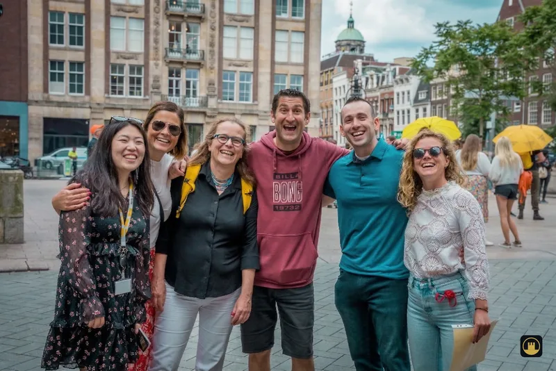 Teams competing during a corporate treasure hunt in Amsterdam's canal ring